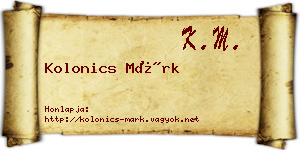 Kolonics Márk névjegykártya